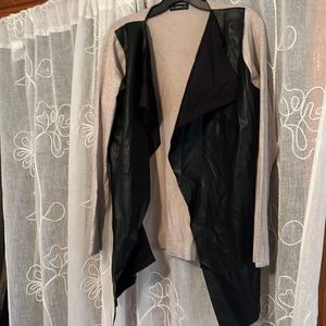Zara black and tan faux leather sweater size L
